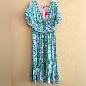 NWT Lilly Pulitzer Women’s Medium Juliet Ruffle Midi Dress